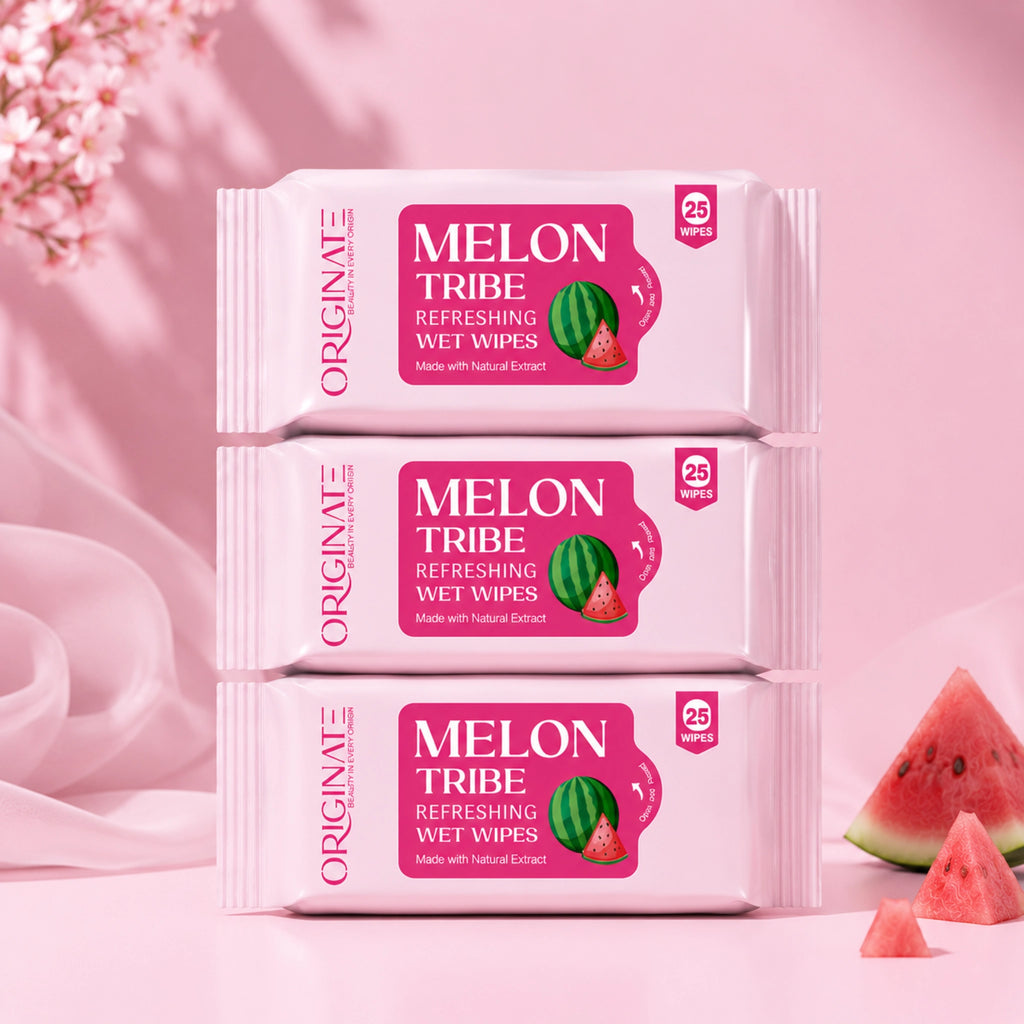 Originate Melon Tribe Refreshing Wipes – Hydrating Melon Facial Wipes Pack of 3