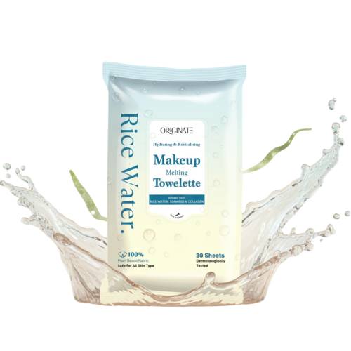 Originate rice water bright cleansing facial wipes - no background cut out melting makeup remover towelette 30 sheets