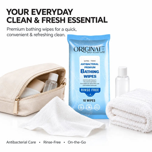 Originate Bed Bath Wipes for Adults | Soft & Gentle Waterless Body Cleansing Solution - Bathing Wipes