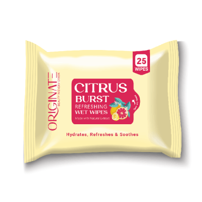 Originate Citrus Burst Refreshing Wipes – Instant Freshness Facial Wipes