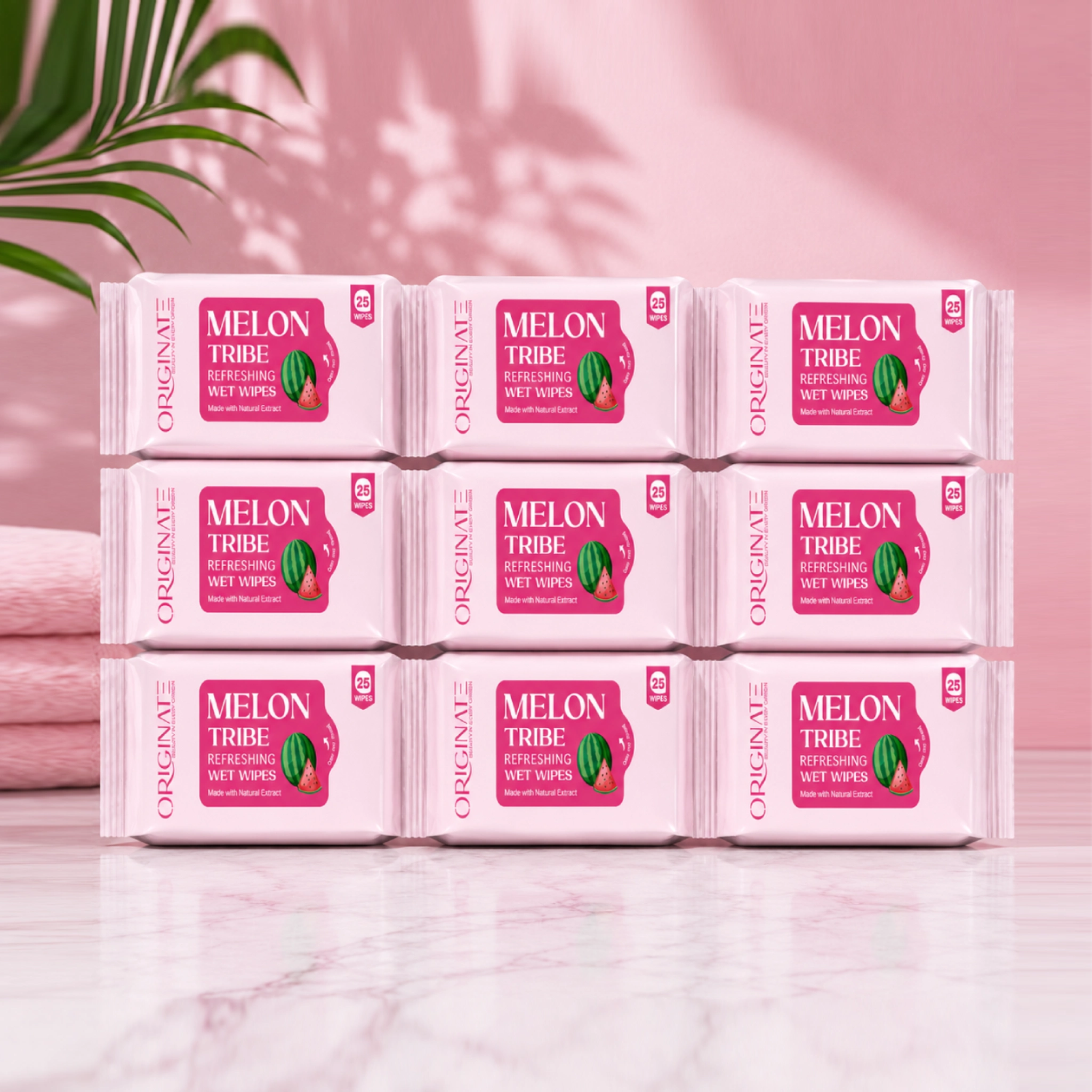 Originate Melon Tribe Refreshing Wipes – Hydrating Melon Facial Wipes Pack of 9