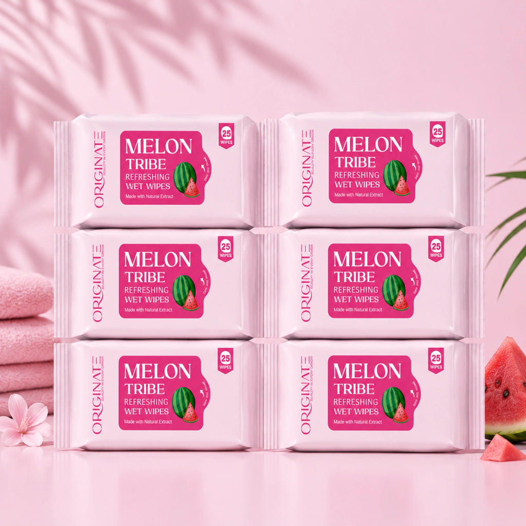 Originate Melon Tribe Refreshing Wipes – Hydrating Melon Facial Wipes Pack of 6