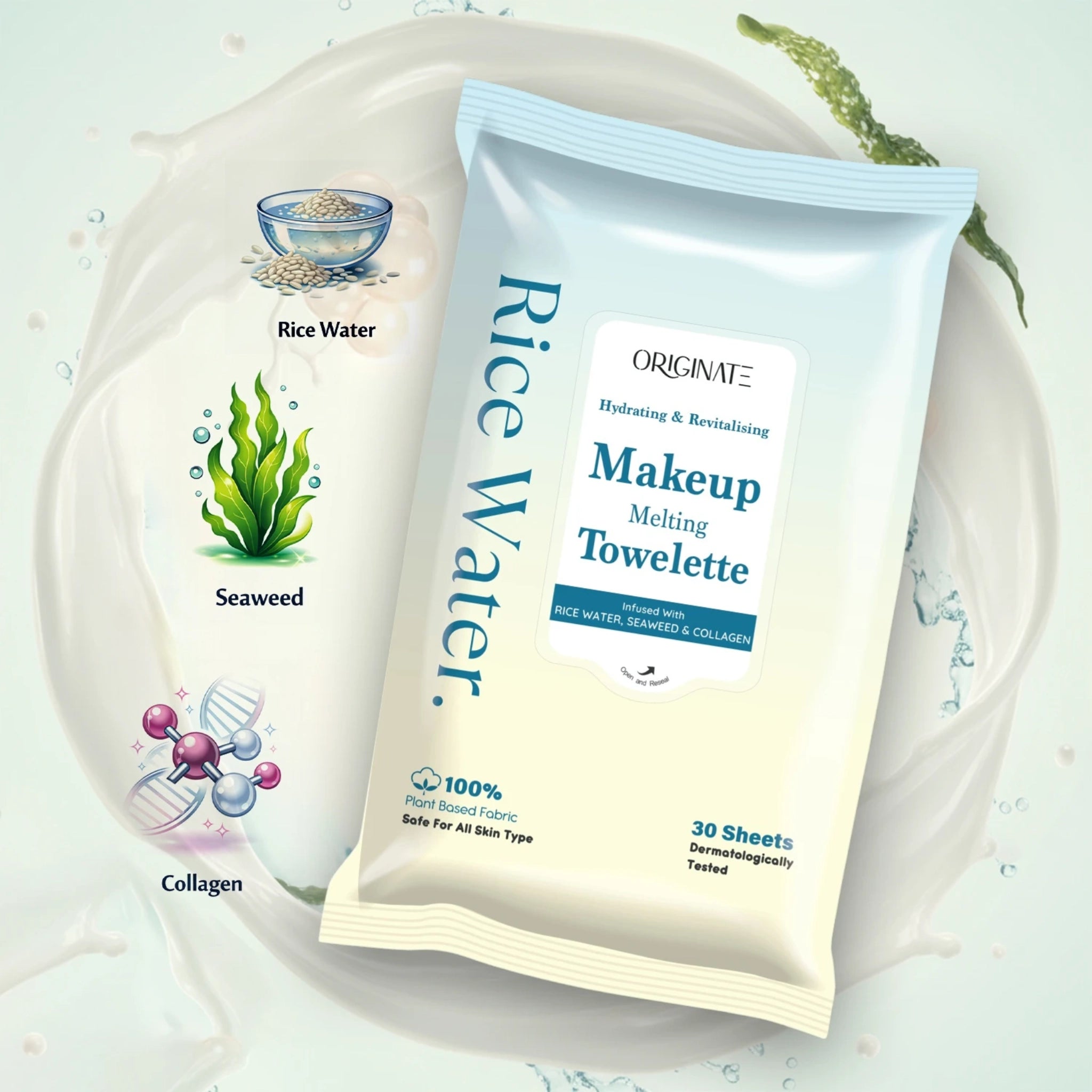 Rice Water Facial Wipes India — Brightening & Makeup Remover | Originate