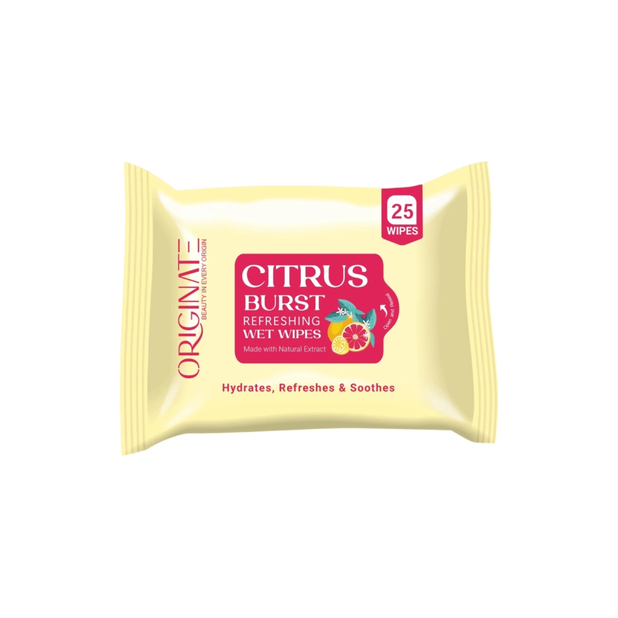 Originate Citrus Burst Refreshing Wipes – Instant Freshness Facial Wipes