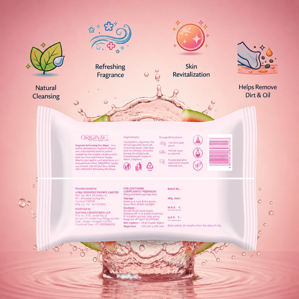 Originate Melon Tribe Refreshing Wipes – Hydrating Melon Facial Wipes