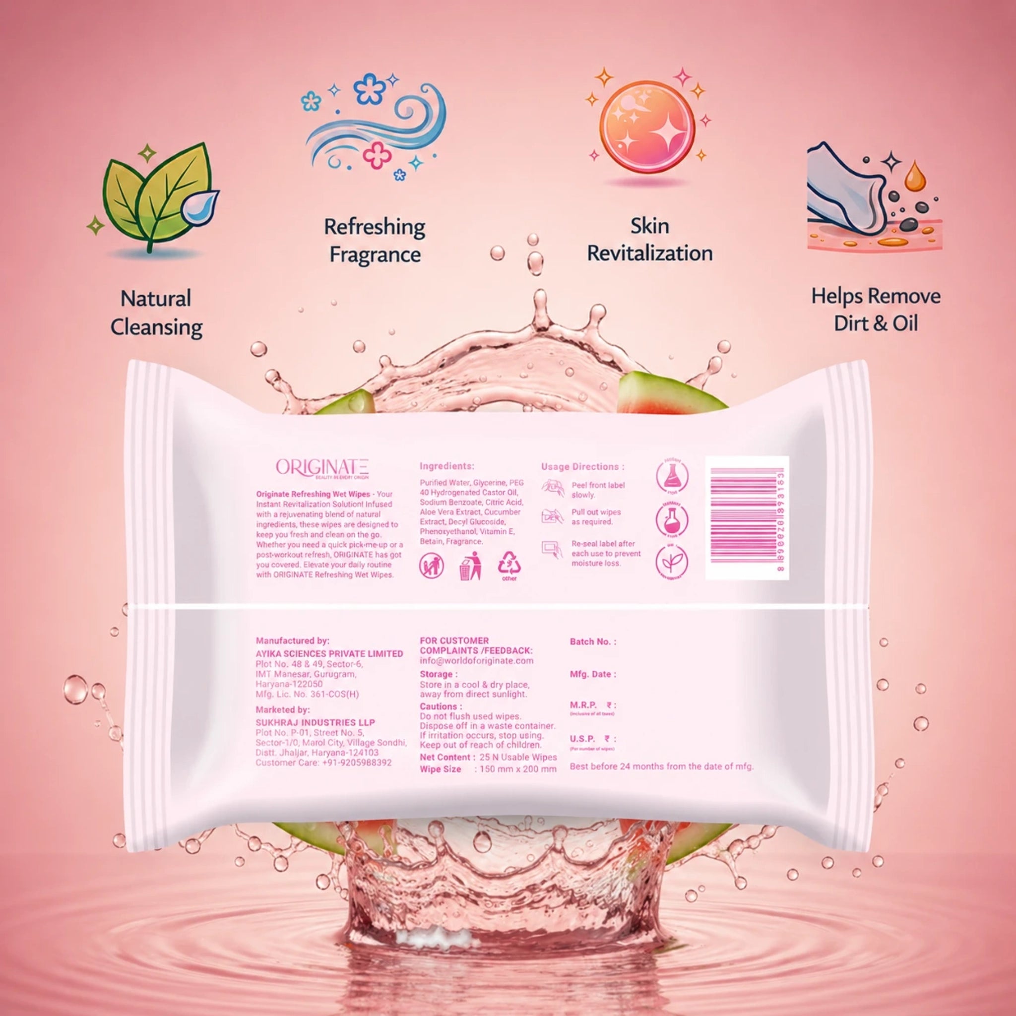 Originate Melon Tribe Refreshing Wipes – Hydrating Melon Facial Wipes