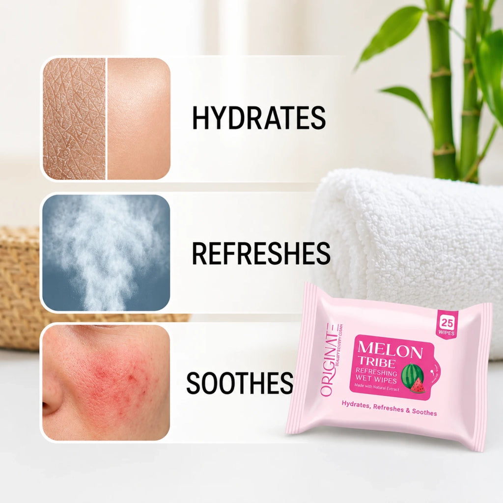 Originate Melon Tribe Refreshing Wipes – Hydrating Melon Facial Wipes
