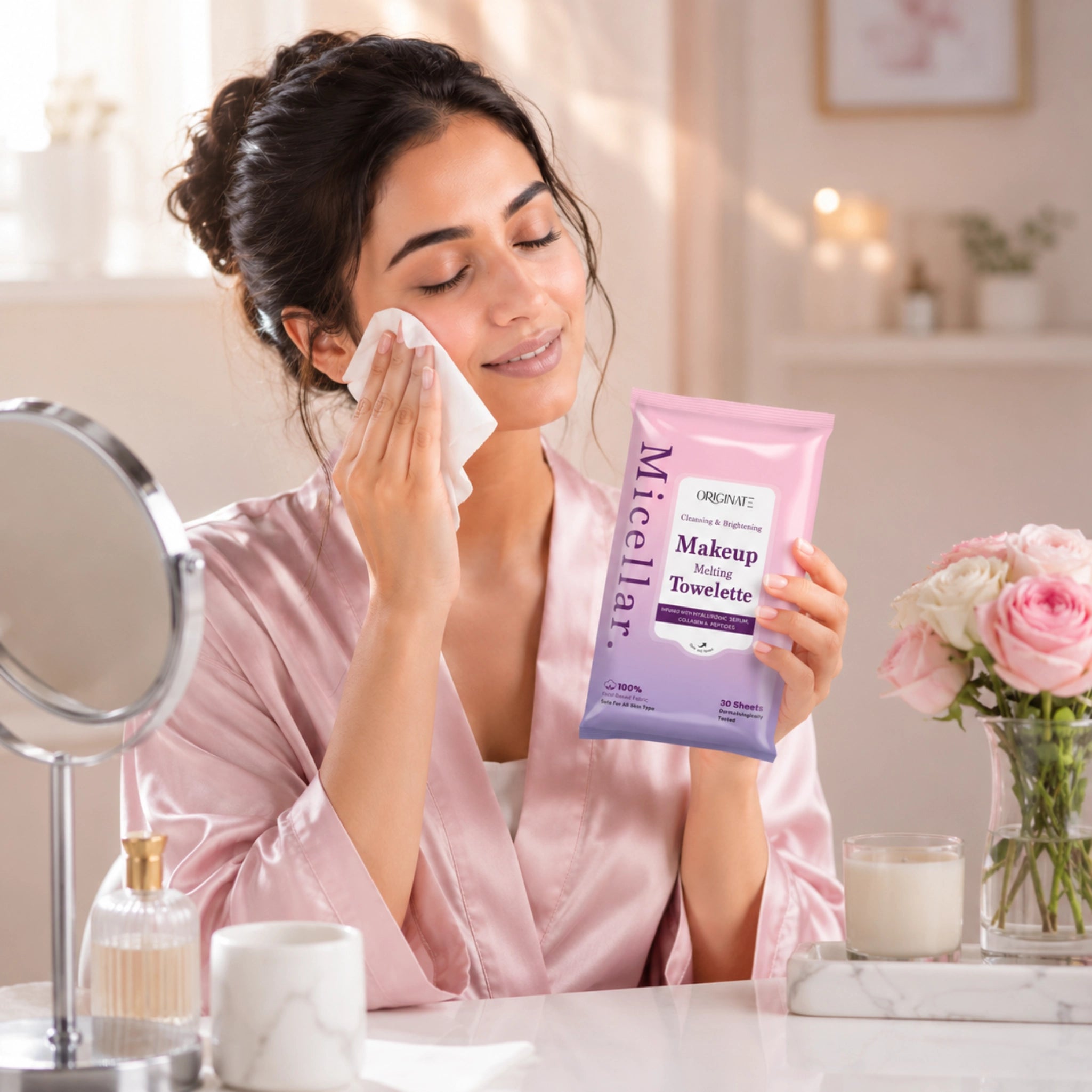 Micellar Makeup Remover Wipes India — Hyaluronic Acid & Collagen | Originate