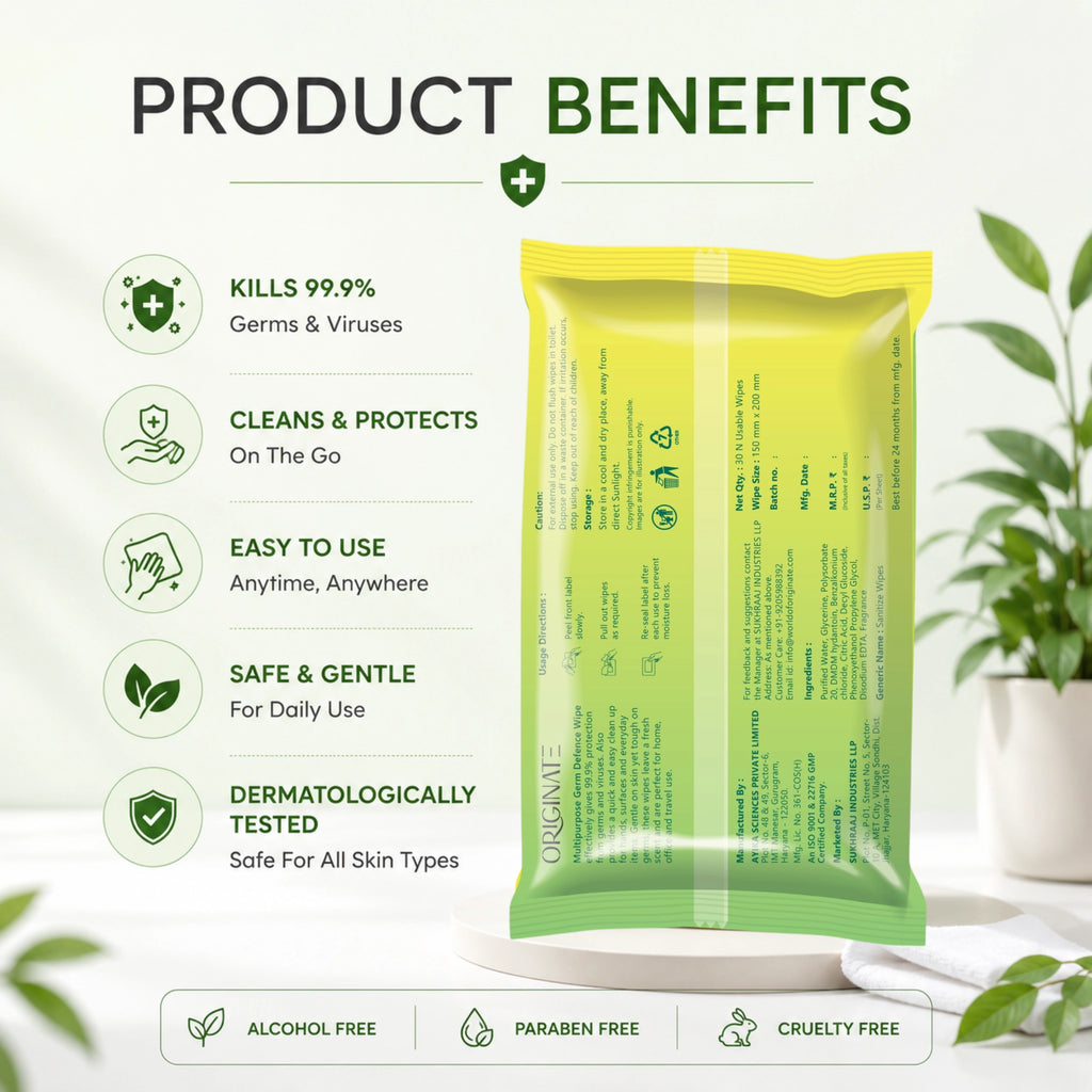 Sanitizing Wipes India — Multipurpose Germ Defense Cleaning Wipes | Originate