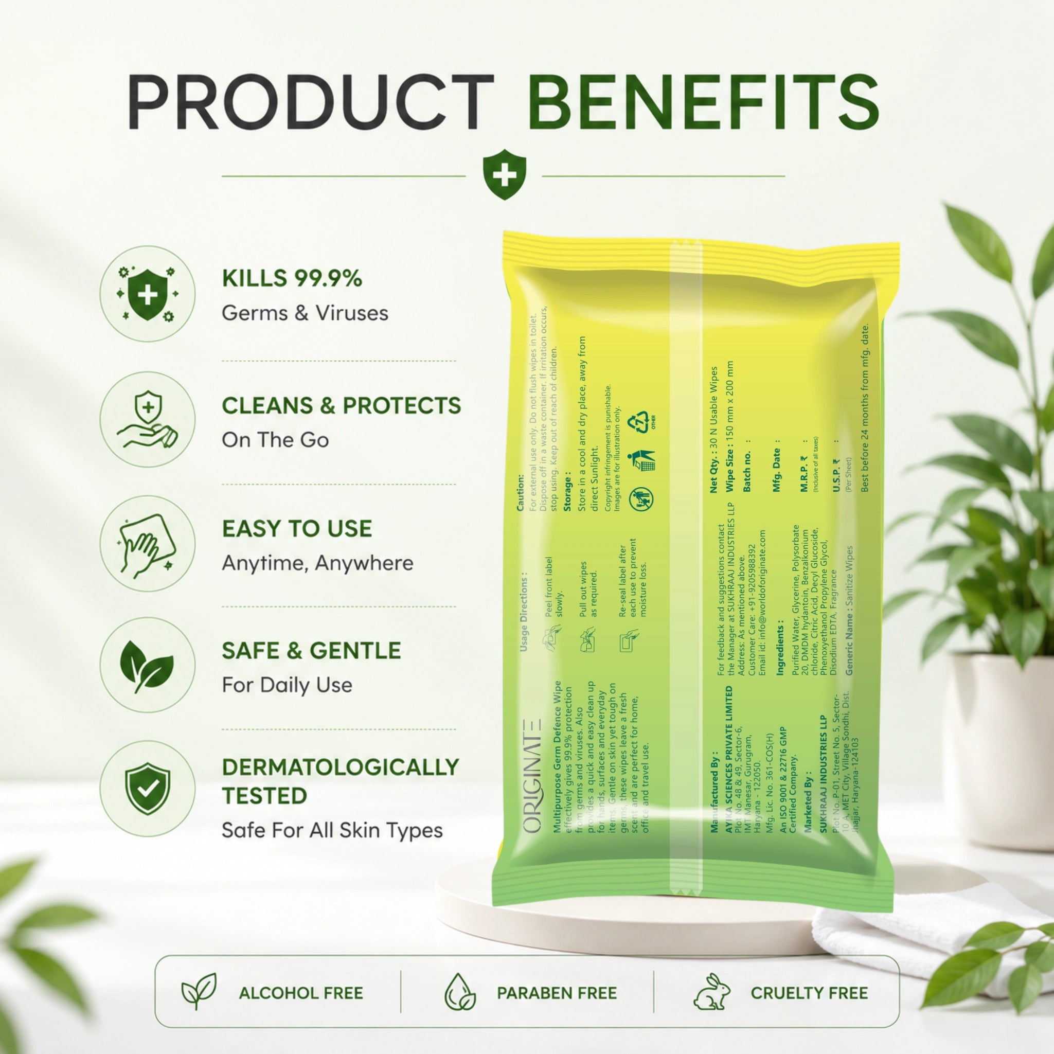 Sanitizing Wipes India — Multipurpose Germ Defense Cleaning Wipes | Originate