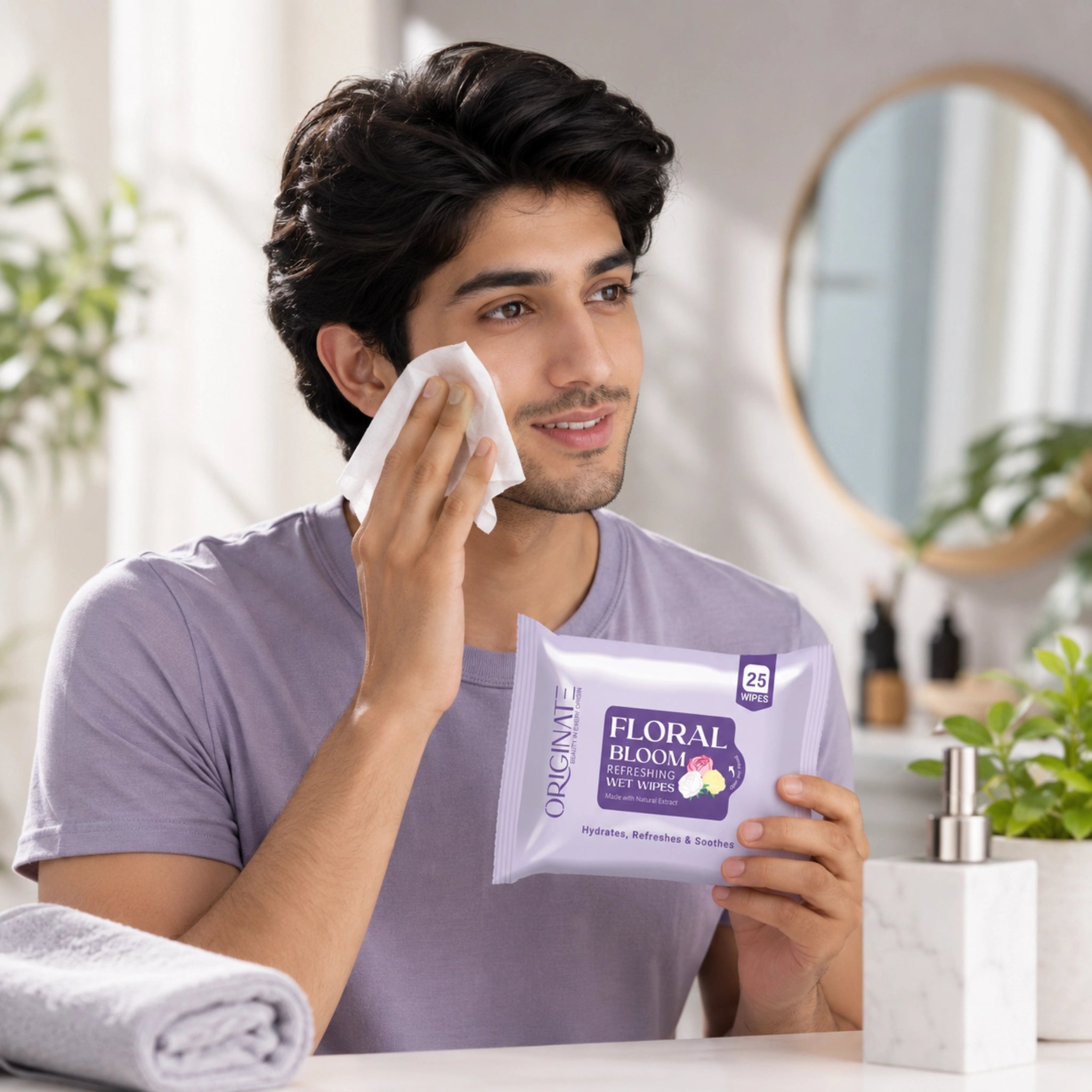 Originate Floral Bloom Refreshing Wipes – Gentle Floral Facial Wipes