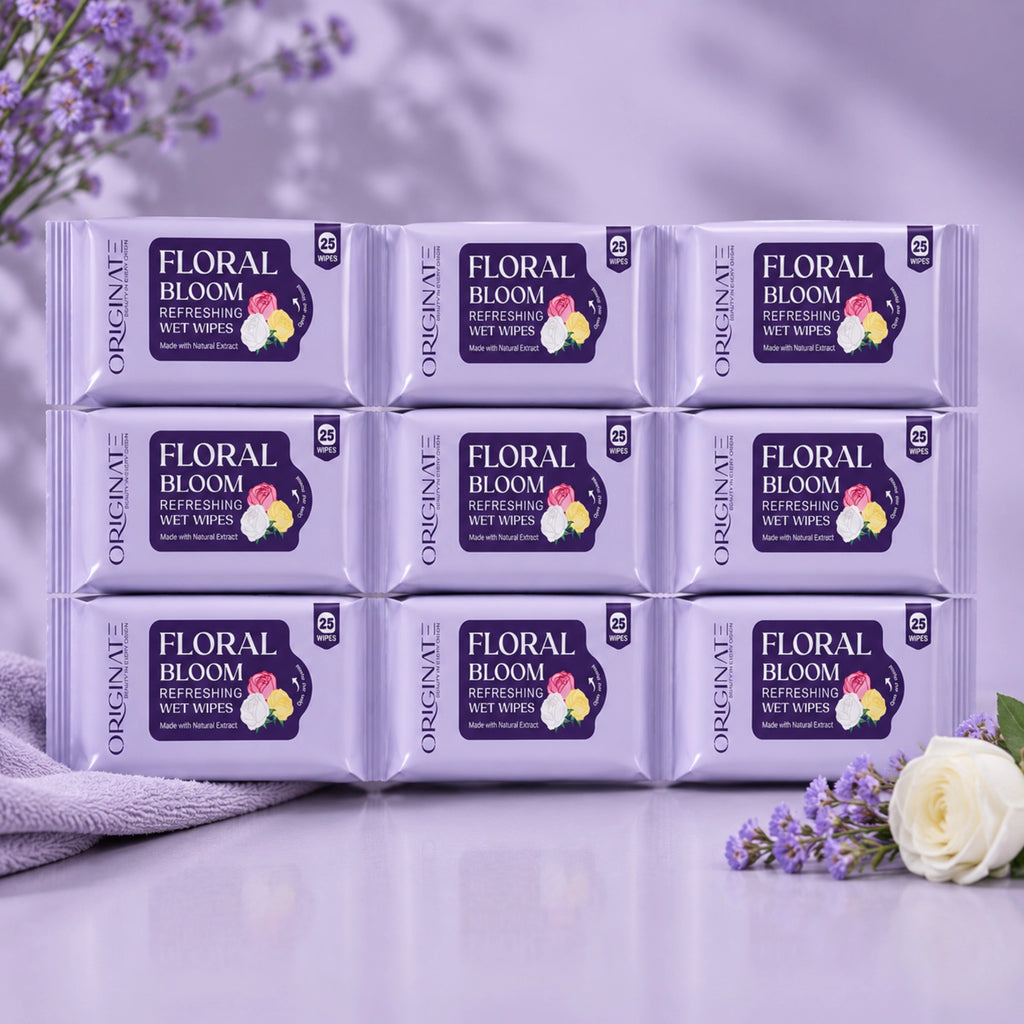 Originate Floral Bloom Refreshing Wipes – Gentle Floral Facial Wipes Pack of 9