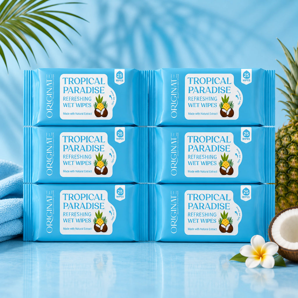 Originate Tropical Paradise Refreshing Wipes – Hydrating Facial Wipes Pack of 6