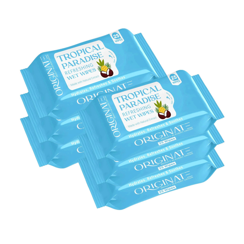 Originate Tropical Paradise Refreshing Wipes – Hydrating Facial Wipes Pack of 6