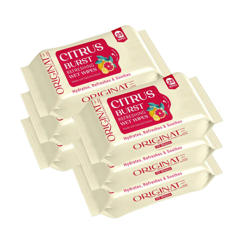 Originate Citrus Burst Refreshing Wipes – Instant Freshness Facial Wipes pack of 6