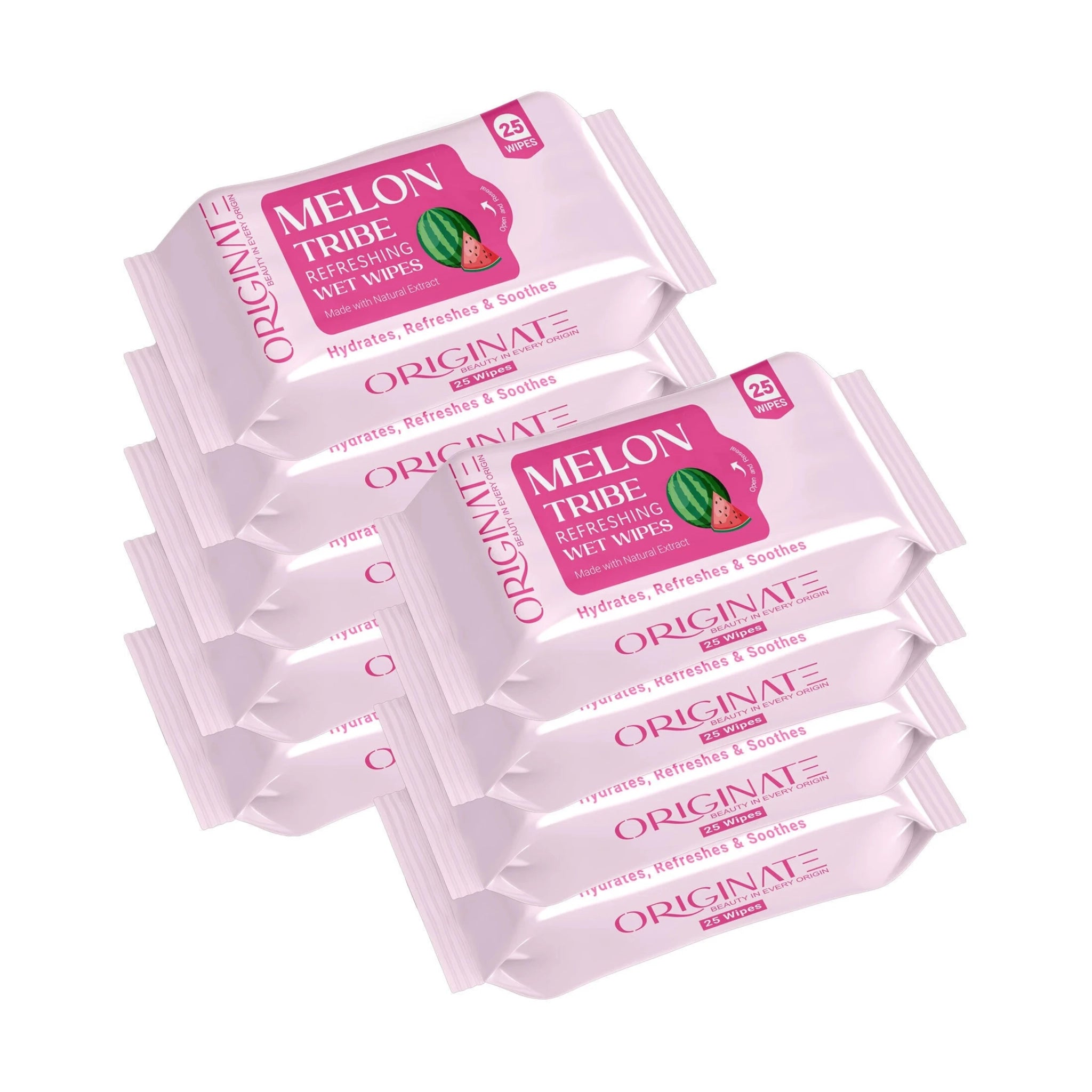 Originate Melon Tribe Refreshing Wipes – Hydrating Melon Facial Wipes Pack of 9