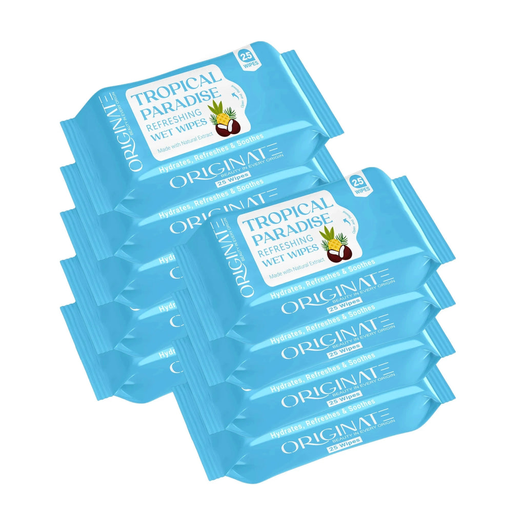 Originate Tropical Paradise Refreshing Wipes – Hydrating Facial Wipes Pack of 9