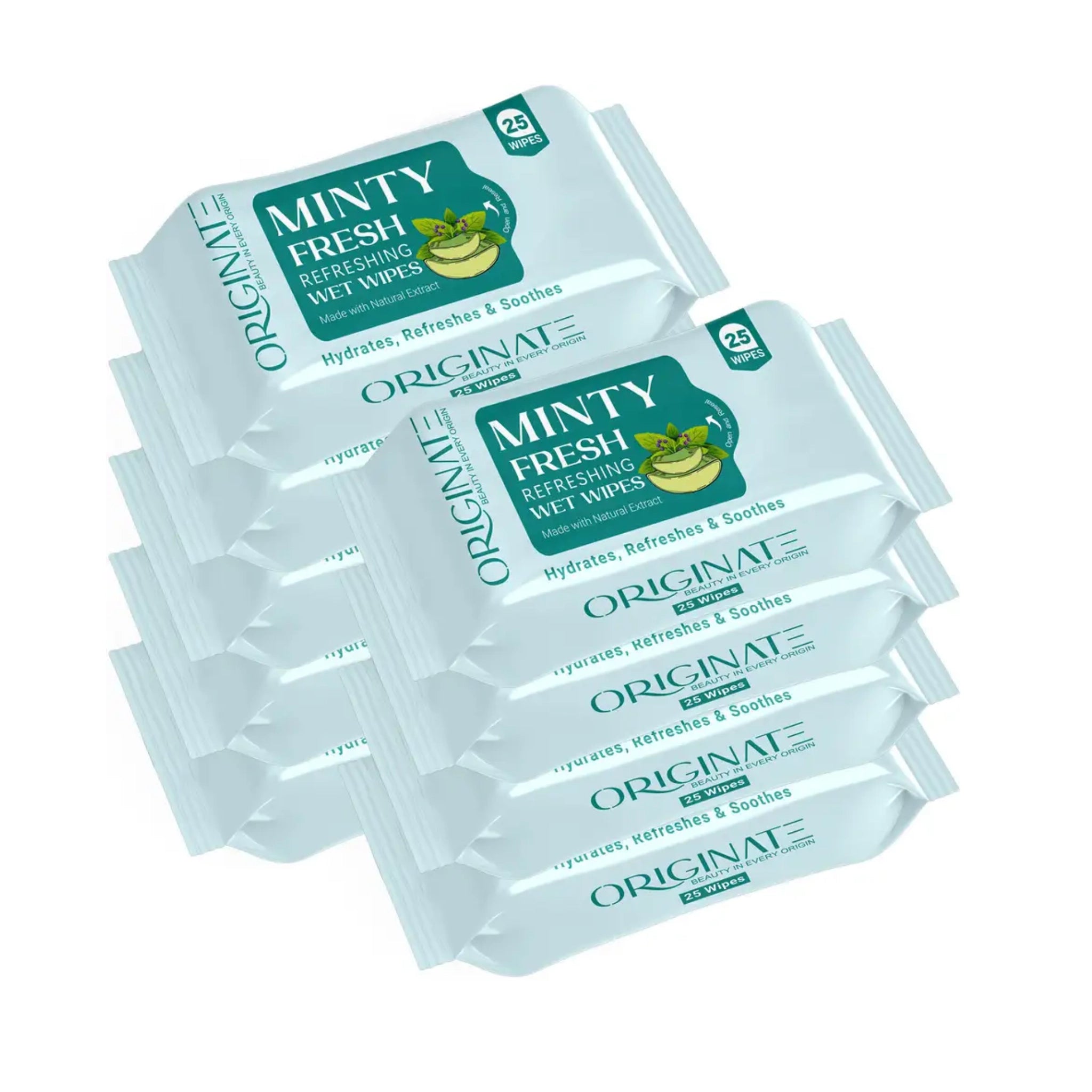 Originate Mint Cooling Facial Wipes Pack of 9