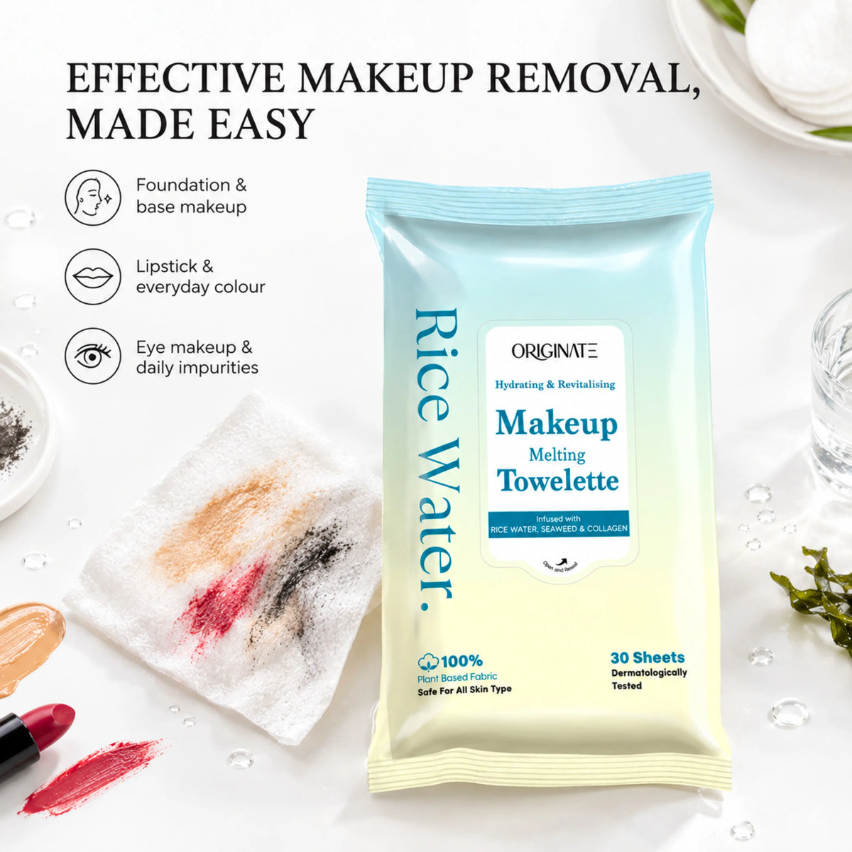 Rice Water Makeup Remover Wet Wipes