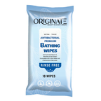 Originate bed bath wipes ultra thick antibacterial - white background rinse free with vitamin E aloe vera and oat extract 10 wipes