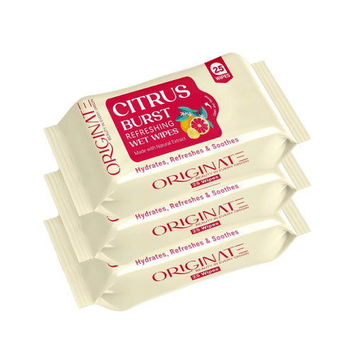 Originate Citrus Burst Refreshing Wipes – Instant Freshness Facial Wipes pack of 3